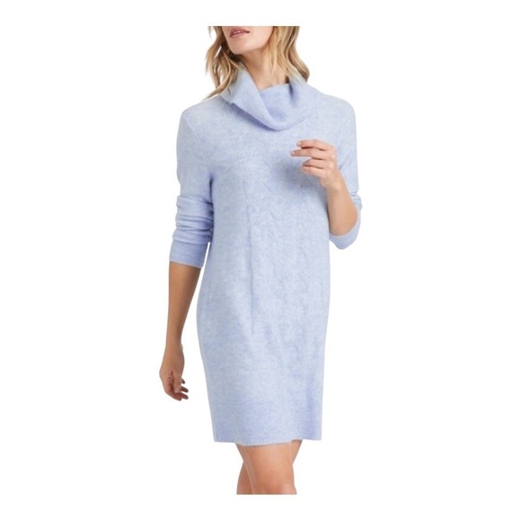 Banana Republic Cable Knit Cowl Neck Long Sleeve Sweater Dress Blue Size Small - Picture 1 of 8